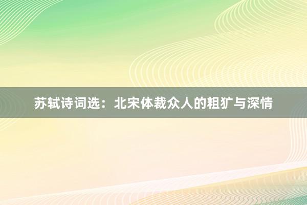 苏轼诗词选：北宋体裁众人的粗犷与深情